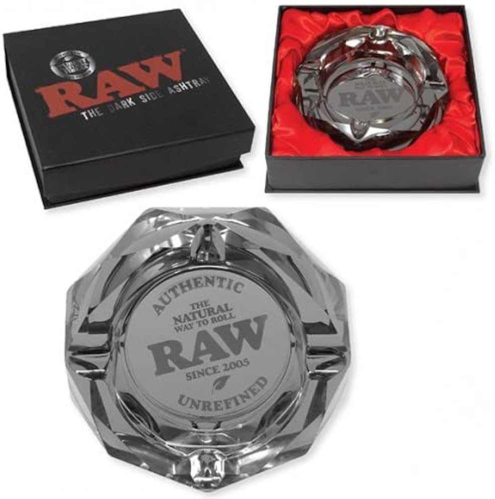 RAW Glass Ashtray side detail showing notched grooves and heavy thick glass rim