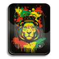 Fire-Flow Rolling Tray XL with Rasta Lion artwork and raised edges