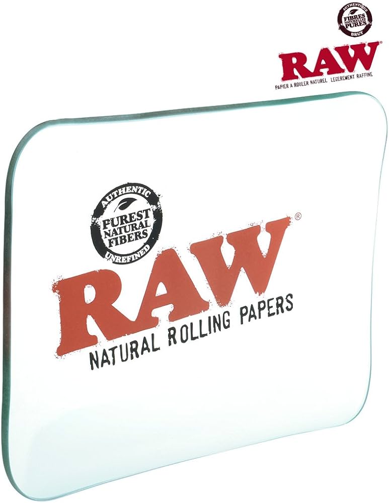 RAW Double Thick Glass Rolling Tray in large size with RAW branding