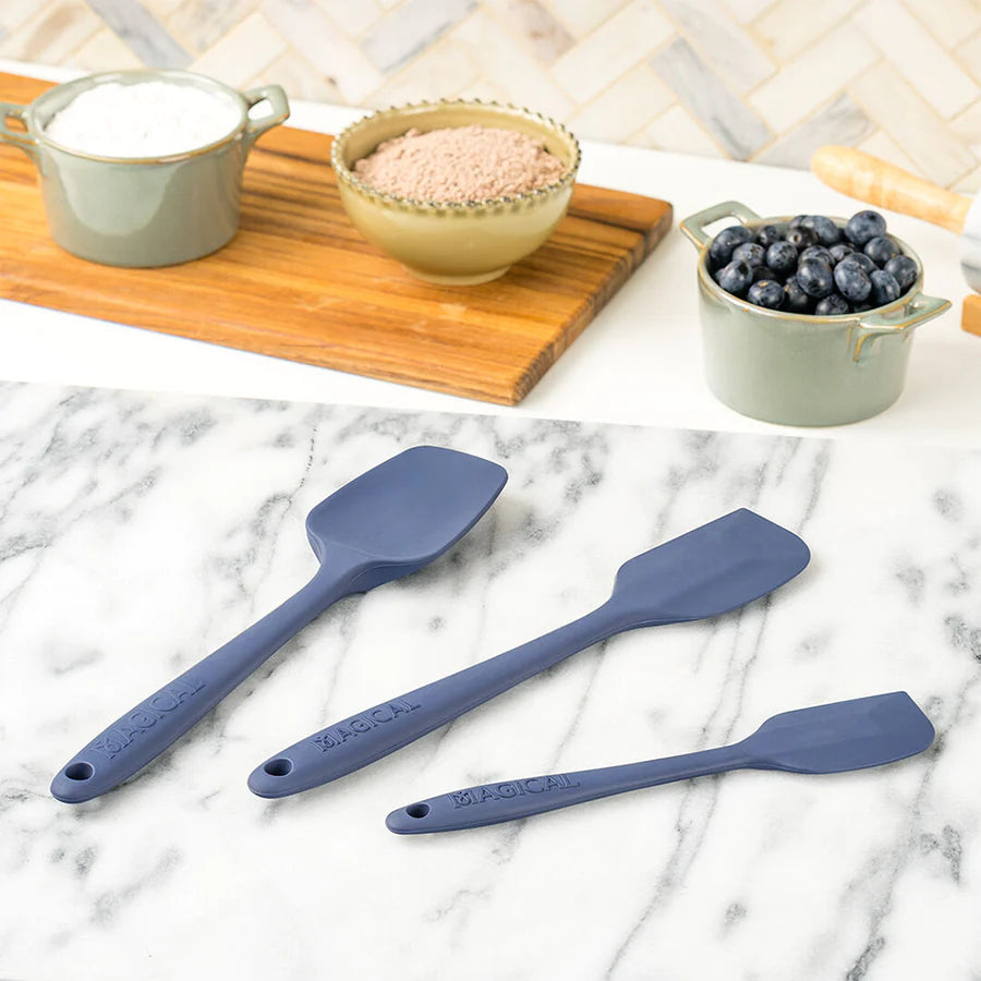 Magical Spatulas 3-Pack: full-size spatula, spoonula and mini spatula laid out
