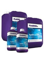 Plagron Hydro A and B nutrient bottle label detail with composition information