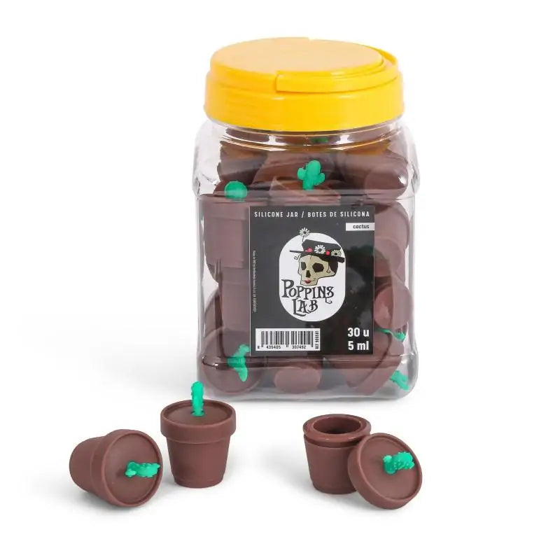 Poppins Lab Silicone Jar Cactus Edition with plant pot style lid