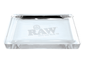 RAW Crystal Glass Rolling Tray in clear lead-free glass, top view