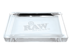 RAW Crystal Glass Rolling Tray in clear lead-free glass, top view