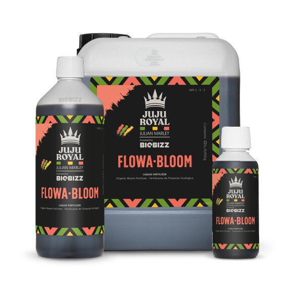 Biobizz Juju Royal Flowa Bloom organic bloom stimulator bottle, front label view
