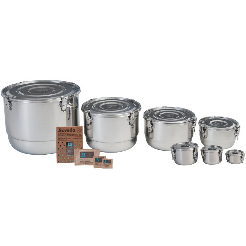 CVault storage containers in several sizes stacked together