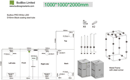BudBox PRO L200 100x100x200cm Blanc