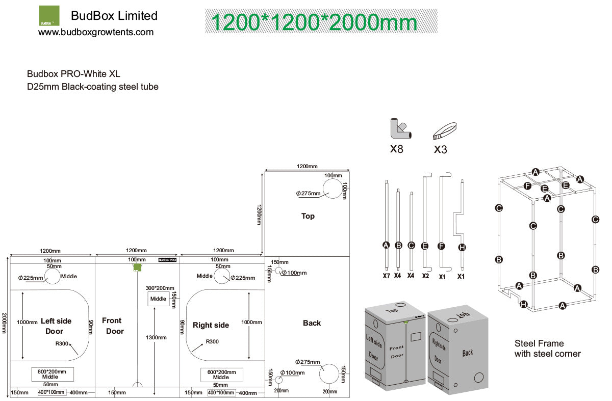 25mm frame poles and all-metal connectors of the BudBox PRO XL tent