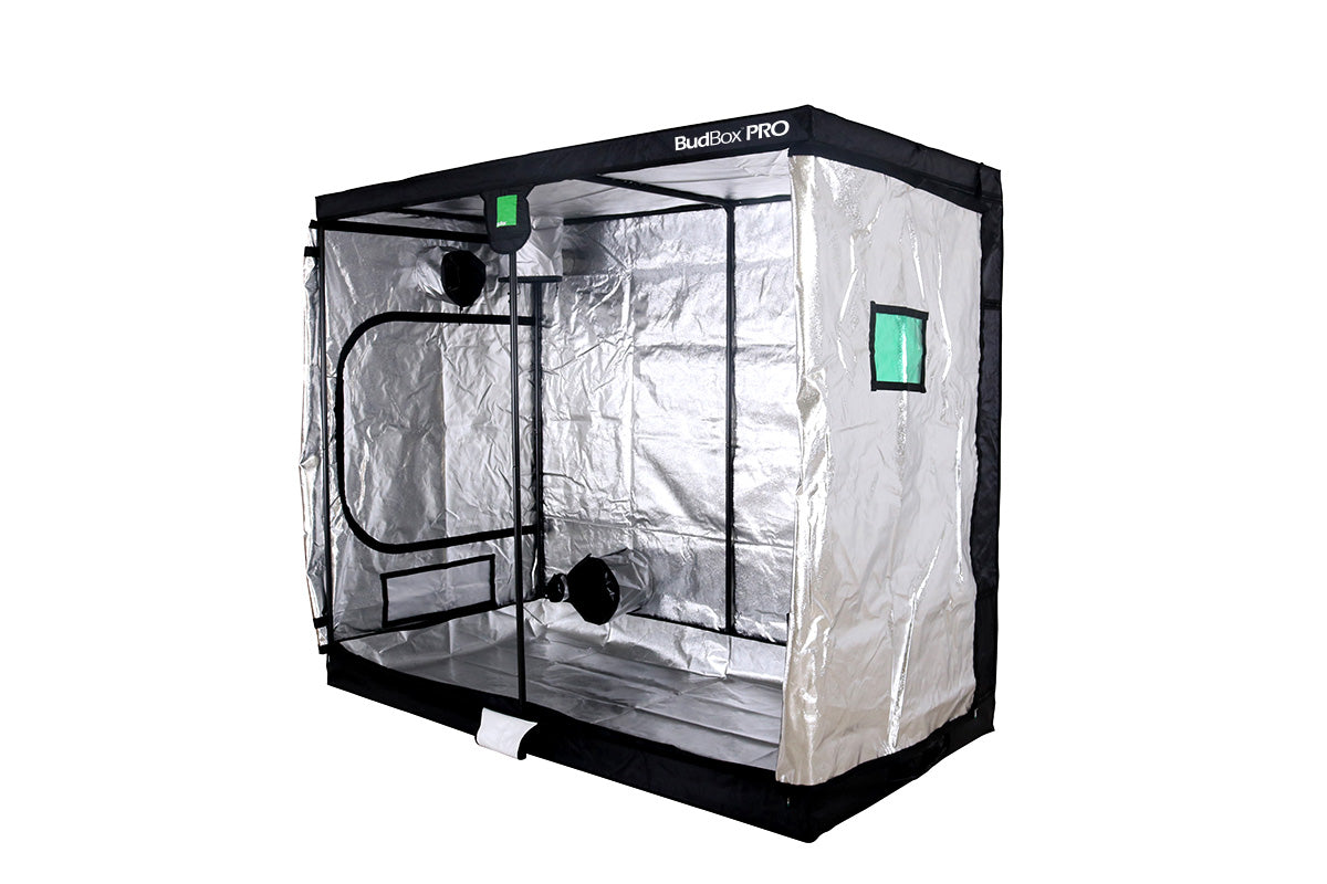 BudBox PRO XXL 120x240x200 grow tent open, showing the white reflective lining