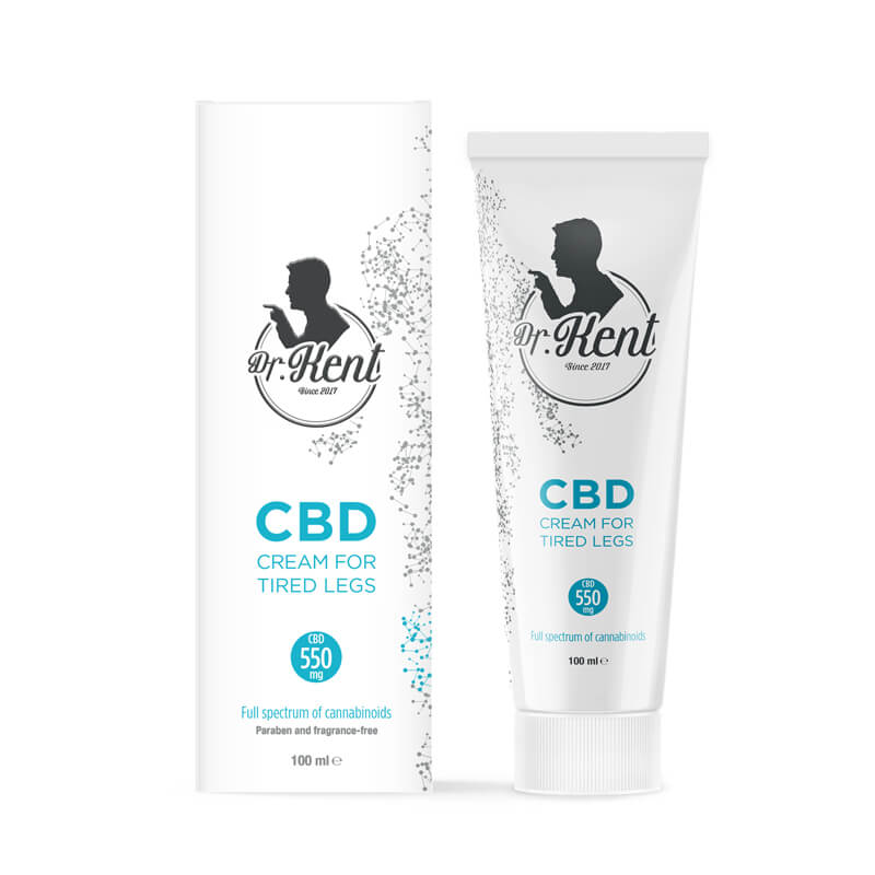 Dr. Kent CBD Cream Tired Legs 1100mg, 100ml tube front view