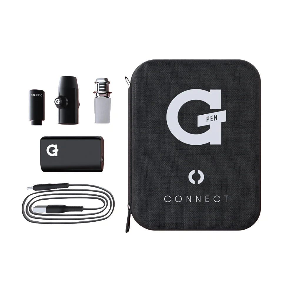 G Pen Connect kit with magnetic tank cap, USB-C charger and hemp travel case