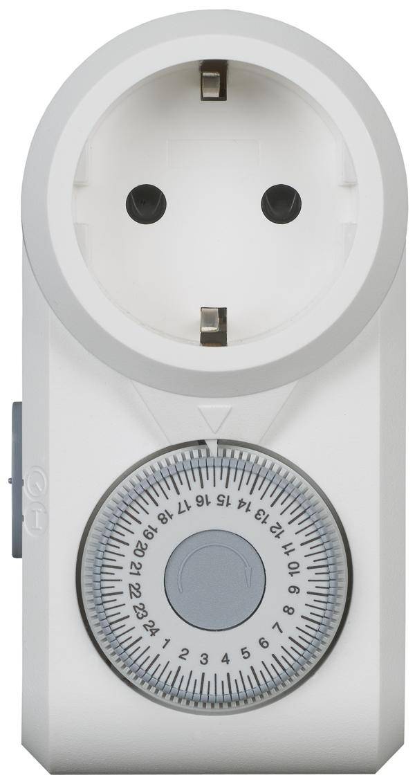 Timer Omnirex Legrand plug-in timer side view showing socket and switching levers