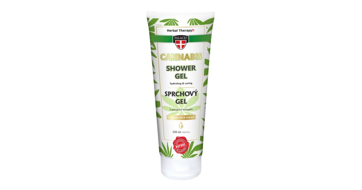 Palacio Shower Gel 250ml bottle with hemp seed oil, front view of the label