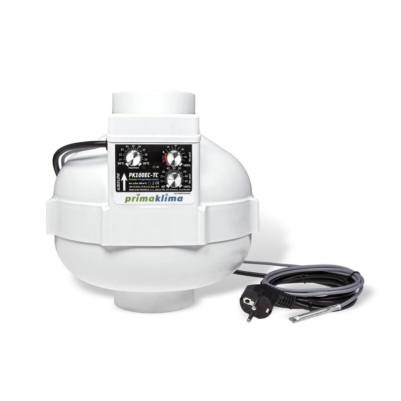 Ventilador Prima Klima EC-TC 100mm – 580m³/h, com Controlo de Temperatura