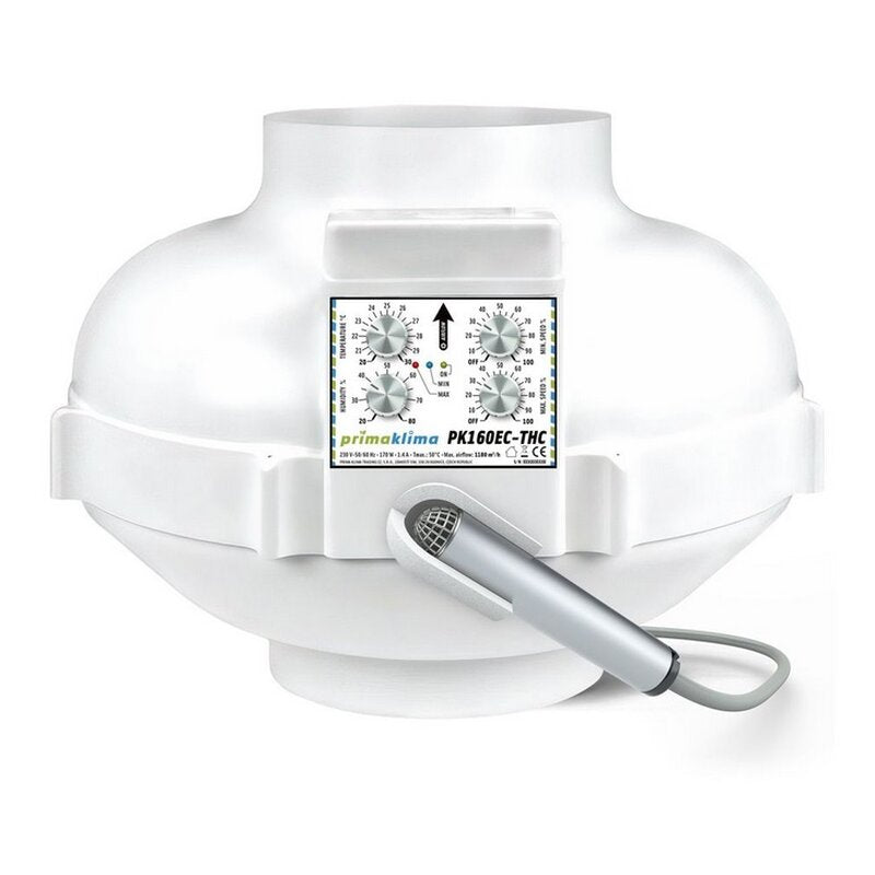 Prima Klima EC-THC Ventilator 160mm – 1180m³/h, Contrôle Température & Hygrométrie