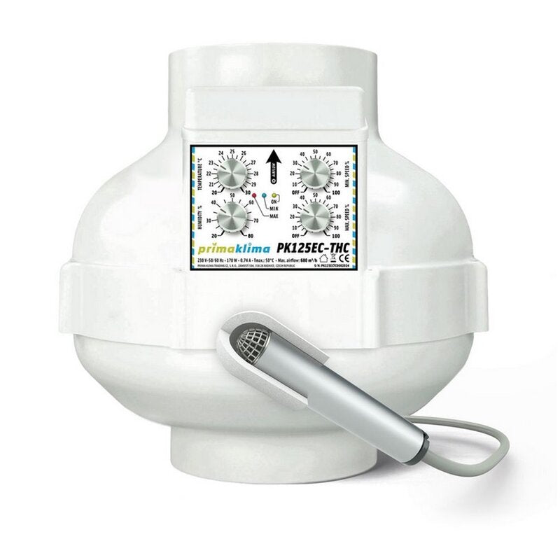 Prima Klima EC-THC Ventilator 125mm – 680m³/h, Temperatur- & Feuchtigkeitsregelung