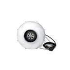 Prima Klima EC Whisperblower Temp. Controlled fan side profile showing the 125 mm outlet