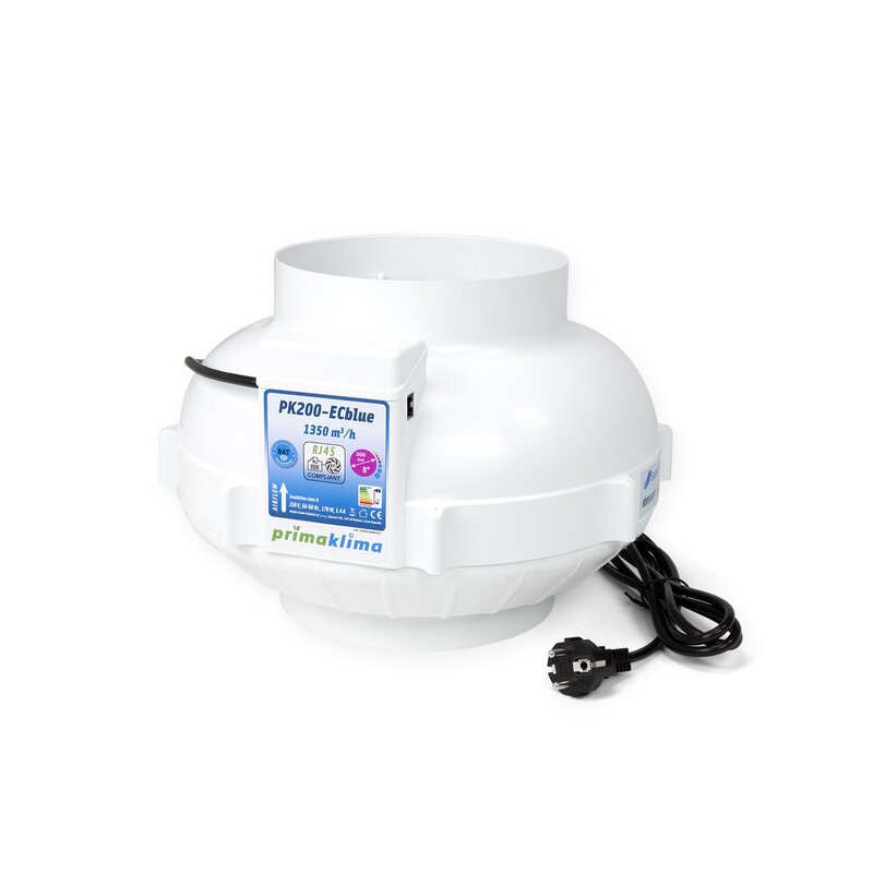 Prima Klima ECblue Ventilator 200mm – 1350m³/h, RJ45