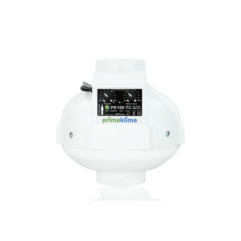 Prima Klima Fan 100mm – 280m³/h, Temp Controlled