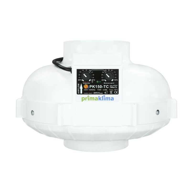 Prima Klima Fan 150mm – 760m³/h, Temp Controlled