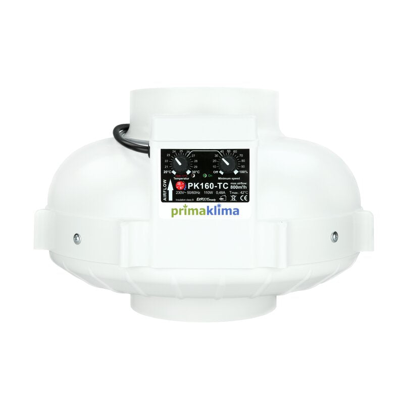Prima Klima Fan 160mm – 820m³/h, Temp Controlled