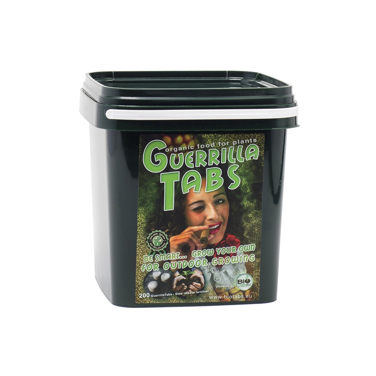 BioTabs GuerillaTabs organic fertilizer tablets shown loose beside the pack
