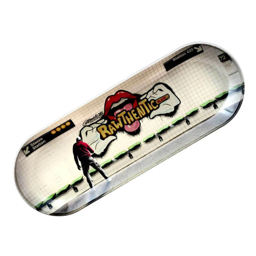 RAW Metal Skate Deck Rolling Tray with Graffiti 2 artwork by HighJack