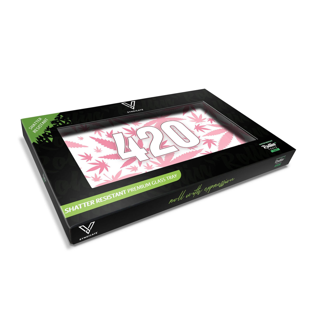 Syndicate Premium Glass Rolling Tray small size, top view of the tempered glass surface